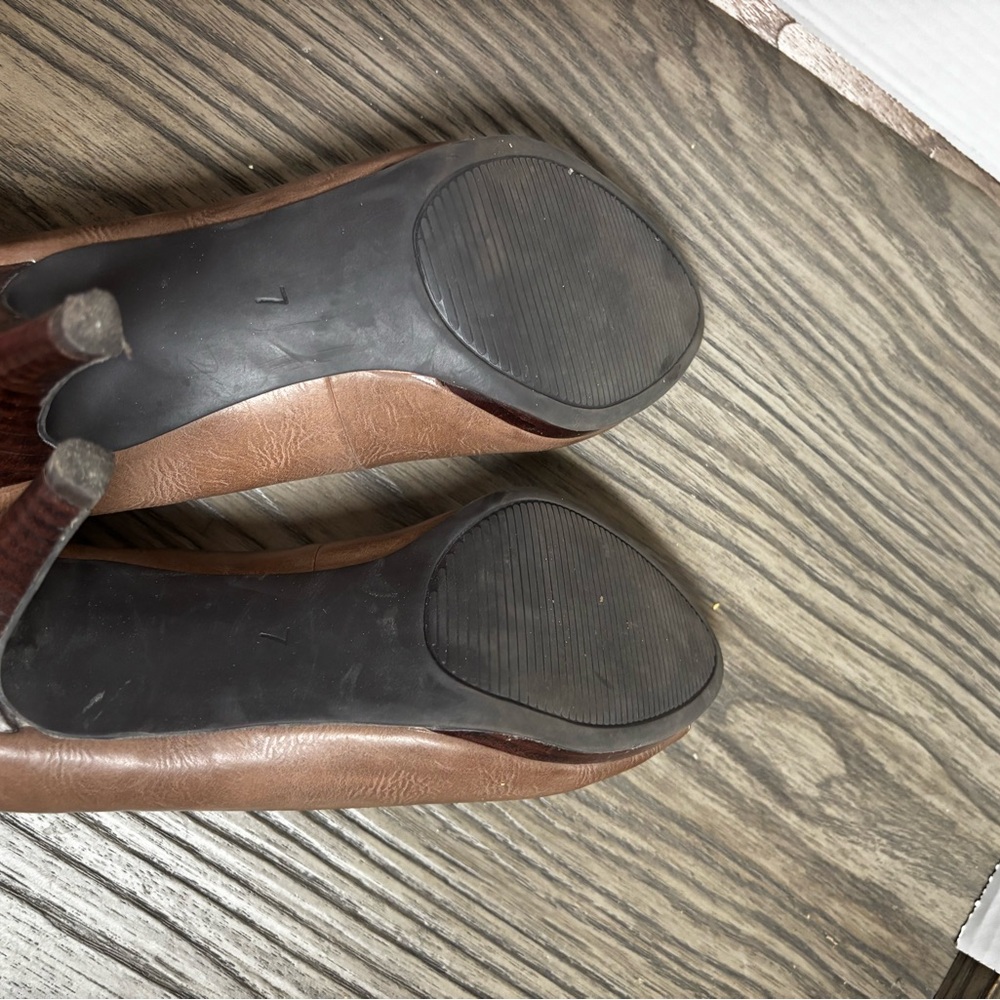 Kelly & Katie Size 7 Brown Peep Toe Slip On High Heel Shoe - Picture 4 of 8